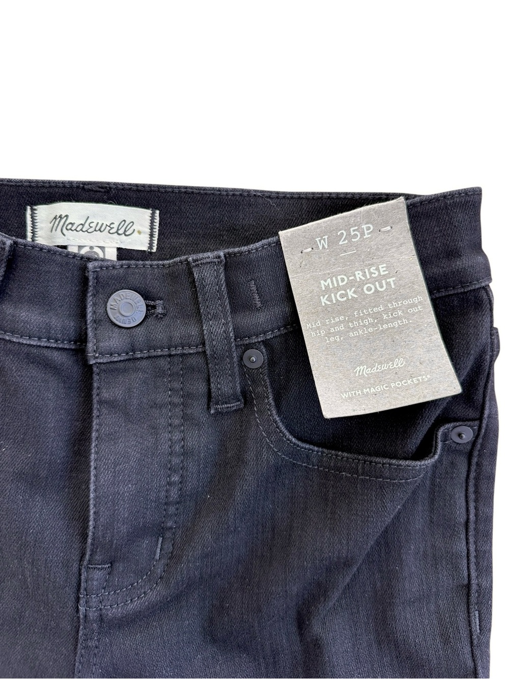MADEWELL Mid Rise Kick Back Black Petite Jeans - Picture 4 of 5